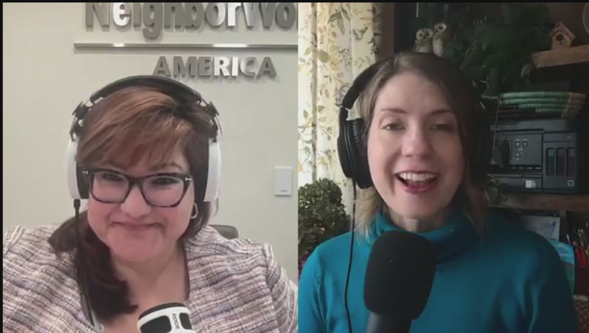 Marietta Rodriguez talks with Elizabeth Druback Celaya.
