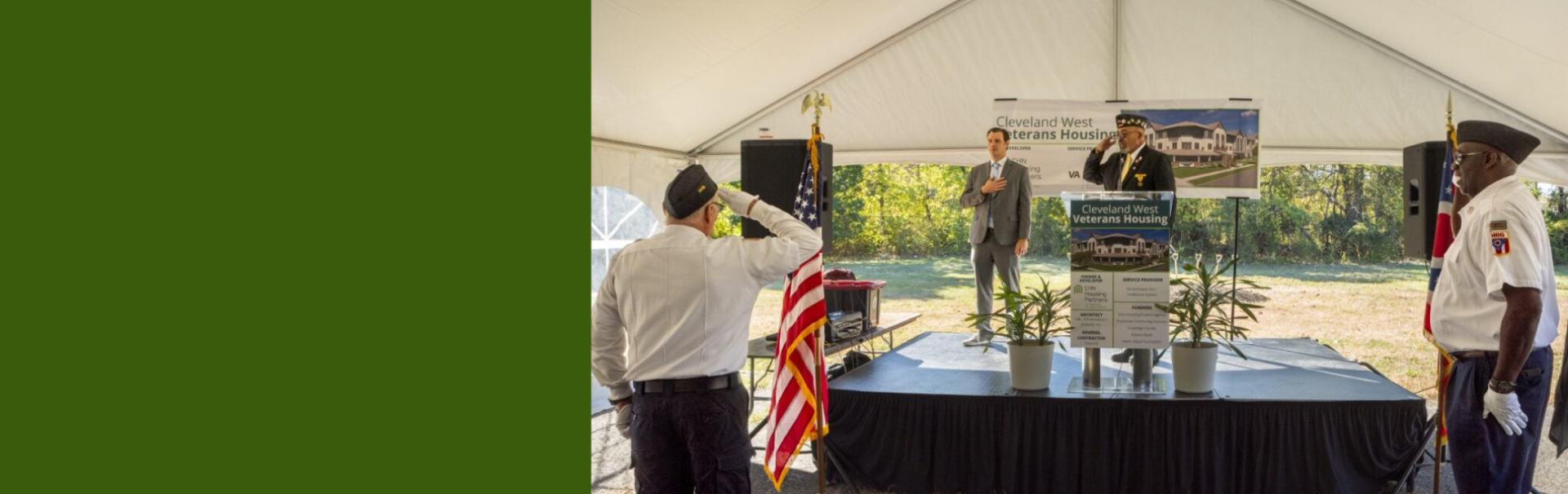 The presentation of the colors at the groundbreaking ceremony.