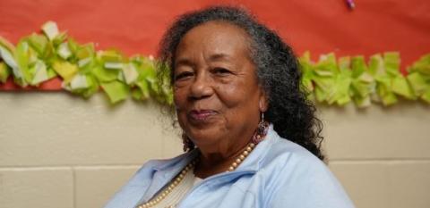 Elnora Jefferson, looking proudly at the camera.