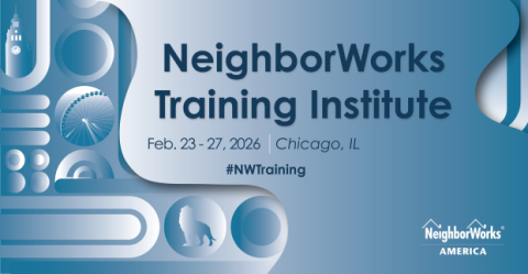 A blue banner showing the Training Institute dates of Feb. 23 to 27