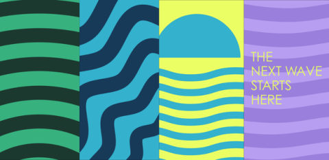 Waves of leadership banner in bright colors
